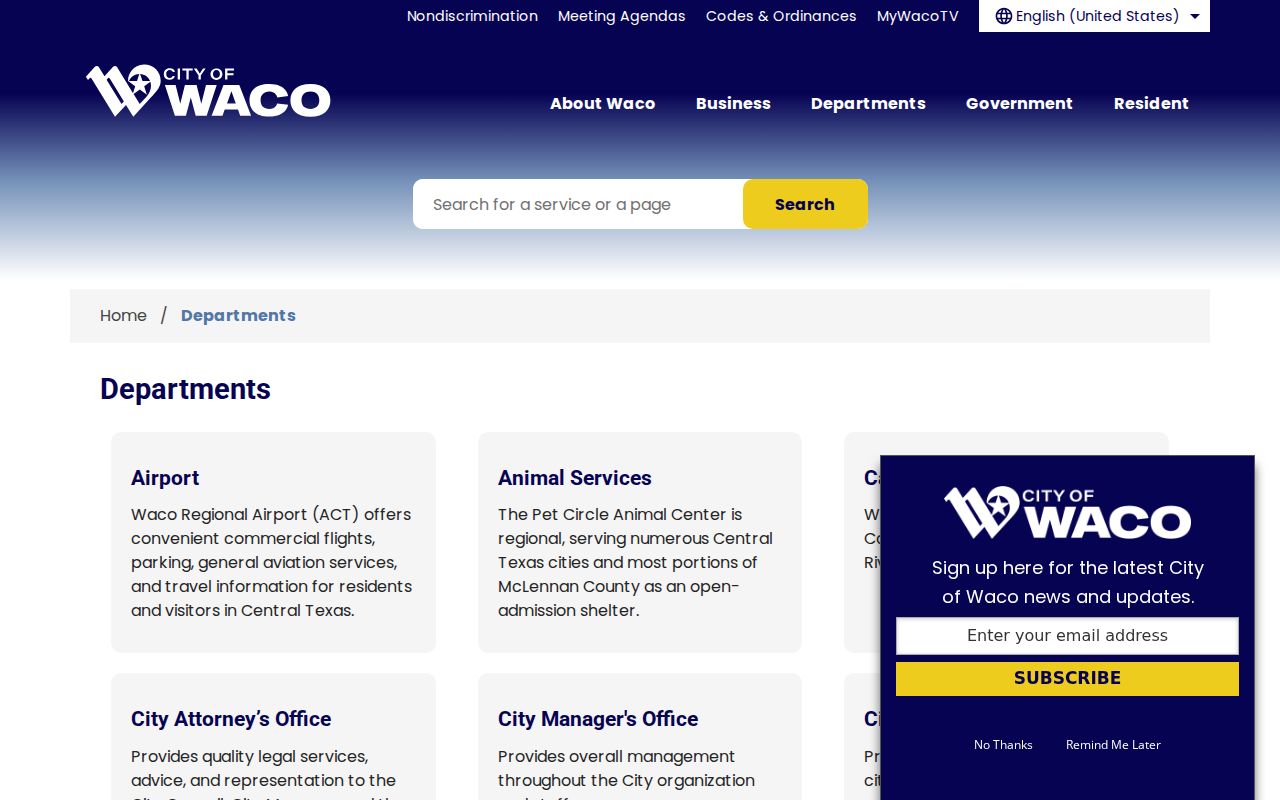 McLennan County city directory Waco department source