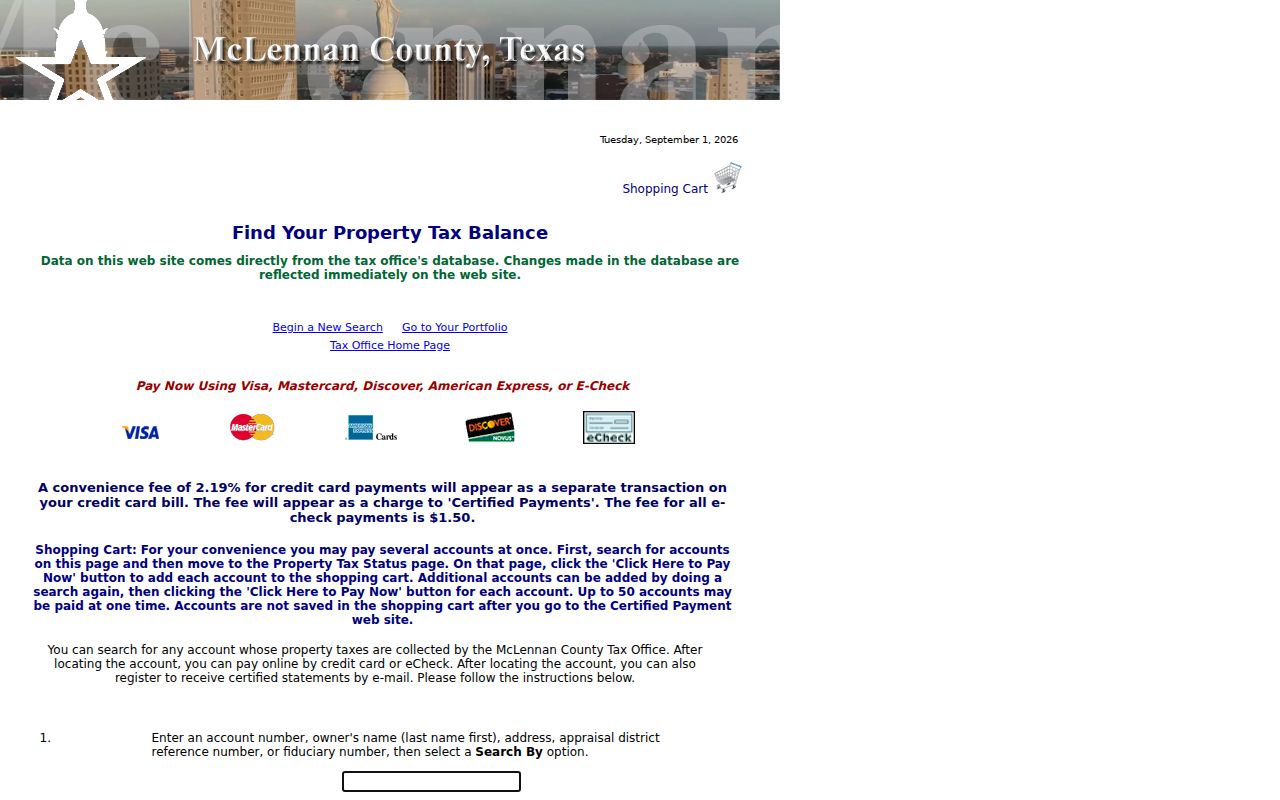 McLennan County street directory tax portal address search